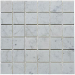 5 Sq Ft of Carrara White Marble Mosaic Tile in 2" Squares Pattern | TileBuys