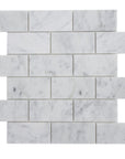 5 Sq Ft of Carrara White Marble Mosaic Tile in 2x4" Mini Brick Subway Tiles Pattern - Polished | TileBuys