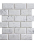 5 Sq Ft of Carrara White Marble Mosaic Tile in Beveled 2x4" Mini Brick Subway Tiles | TileBuys