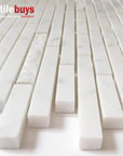 4.8 Sq Ft of Carrara White Marble Mosaic Tile in Linear Strips Pattern with Mixed Finishes | TileBuys