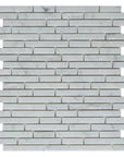 4.8 Sq Ft of Carrara White Marble Mosaic Tile in Linear Strips Pattern with Mixed Finishes | TileBuys