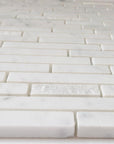 4.8 Sq Ft of Carrara White Marble Mosaic Tile in Linear Strips Pattern with Mixed Finishes | TileBuys