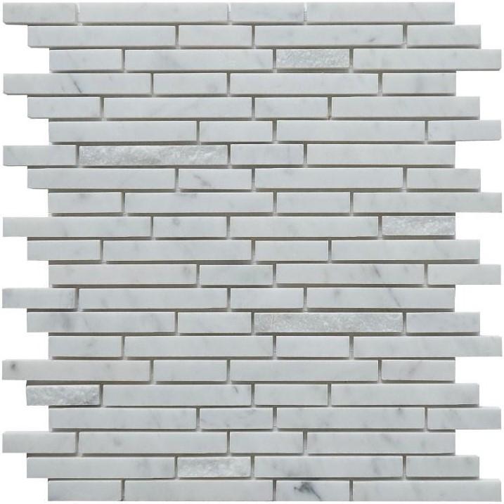 4.8 Sq Ft of Carrara White Marble Mosaic Tile in Linear Strips Pattern with Mixed Finishes | TileBuys