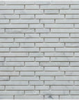 4.8 Sq Ft of Carrara White Marble Mosaic Tile in Linear Strips Pattern with Mixed Finishes | TileBuys
