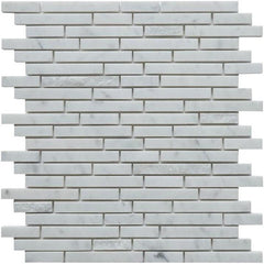 4.8 Sq Ft of Carrara White Marble Mosaic Tile in Linear Strips Pattern with Mixed Finishes | TileBuys