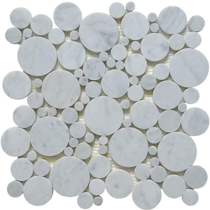 4.2 Sq Ft of Carrara White Marble Mosaic Tile in Mixed Rounds Pattern - Polished (4.2 Sq Ft) | TileBuys