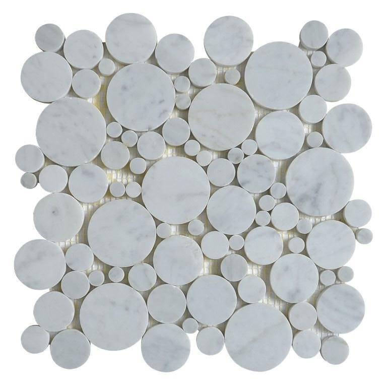 4.2 Sq Ft of Carrara White Marble Mosaic Tile in Mixed Rounds Pattern - Polished (4.2 Sq Ft) | TileBuys