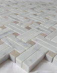 5 Sq Ft of Carrara White and Lady Grey Marble Mosaic Tile - Knot Basketweave | TileBuys