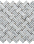 5 Sq Ft of Carrara White and Lady Grey Marble Mosaic Tile - Knot Basketweave | TileBuys