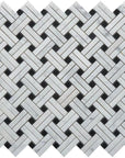 5 Sq Ft of Carrara White and Nero Black Marble Mosaic Tile - Knot Basketweave | TileBuys
