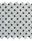 5 Sq Ft of Carrara White and Nero Black Marble Mosaic Tile - Knot Basketweave | TileBuys