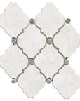 Carrara White Waterjet Mosaic Tile with Grey Marble Accent Dots in Safi Lanterns | TileBuys