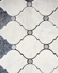 Carrara White Waterjet Mosaic Tile with Grey Marble Accent Dots in Safi Lanterns | TileBuys