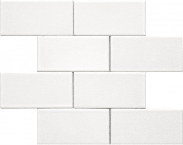 Ceramic 3"x6" Brick Mosaic Tile in White or Crackle White | TileBuys