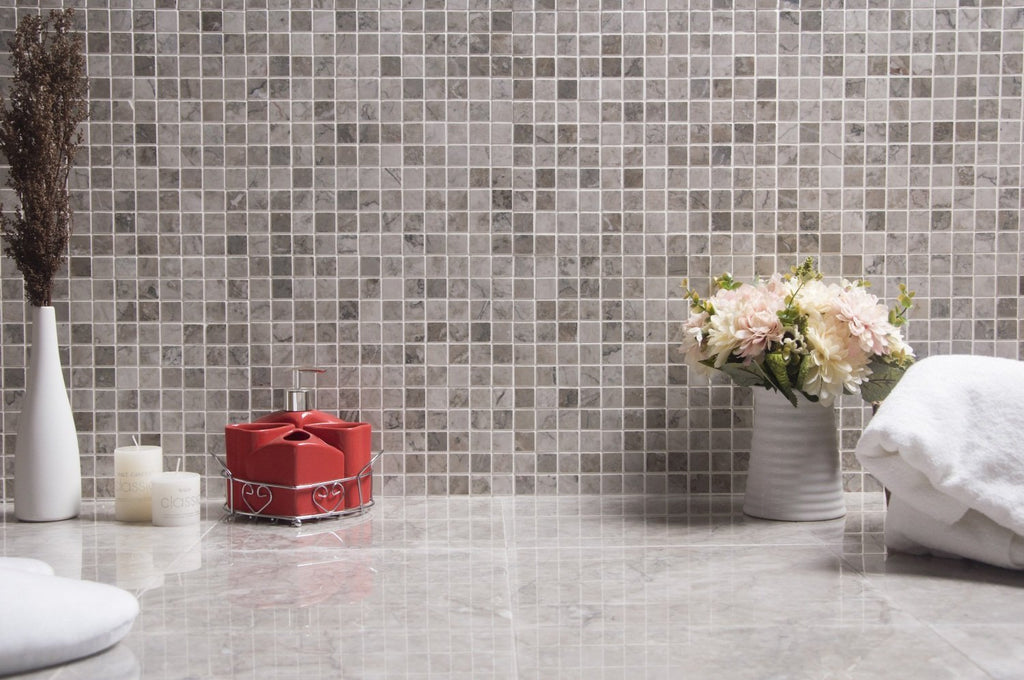 Cloud Marble Mosaic Tile in 1" Squares - Polished | TileBuys
