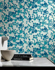 5 Sq Ft of Coastal Bubbles Blue + Green Glass Mosaic Penny Circle Round Tile (5 Sq Ft) | TileBuys