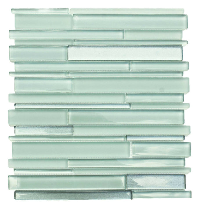5.2 Sq Ft of Coastal Green Glass Simple Strip Mosaic Tile in Sea Glass | TileBuys