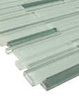 5.2 Sq Ft of Coastal Green Glass Simple Strip Mosaic Tile in Sea Glass | TileBuys