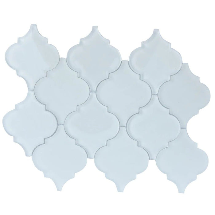 Coastal White Glass Arabesque Lantern Mosaic Tile | TileBuys