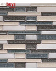 4.8 Sq Ft of Crackled Glass & Stone Strip Mosaic Tile in Gray & Off-White | TileBuys