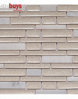 4.8 Sq Ft of Crackled Glass & Stone Strip Mosaic Tile in Pink Beige & Off-White | TileBuys
