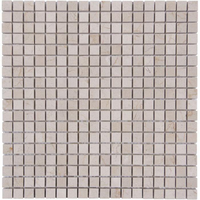 Cream Marfil Marble Mosaic Tile - 5/8” Squares - Polished | TileBuys
