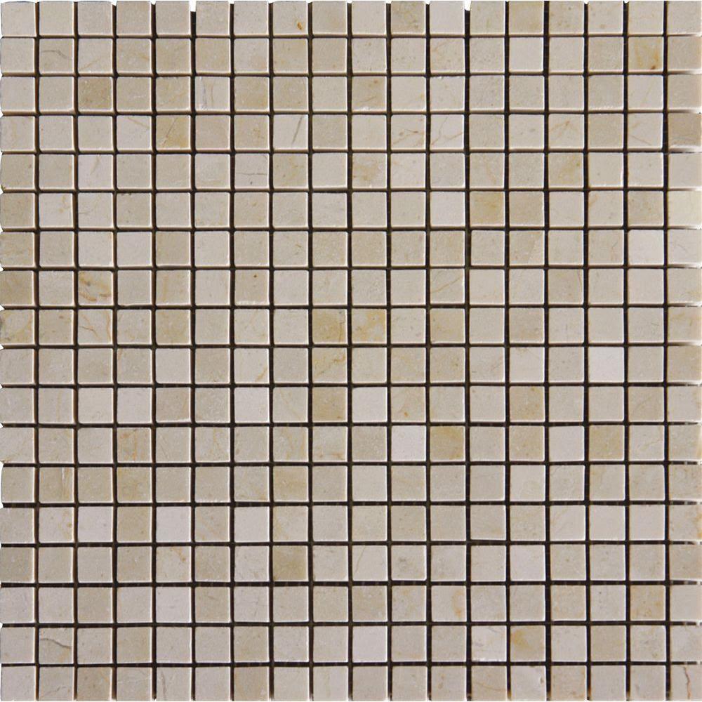 Cream Marfil Marble Mosaic Tile - 5/8” Squares - Polished | TileBuys