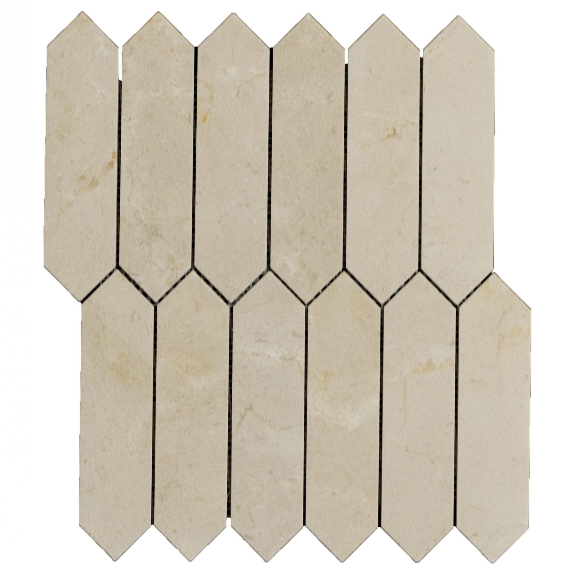 Picket Tile in Crema Marfil Marble Mosaic Tile | TileBuys