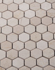 Crema Marfil Marble Mosaic Tile - 1” Hexagons - Polished | TileBuys