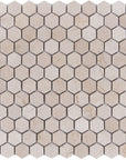 Crema Marfil Marble Mosaic Tile - 1” Hexagons - Polished | TileBuys