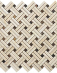 5 Sq Ft Crema Marfil and Dark Emperador Marble Mosaic Tile - Knot Basketweave | TileBuys