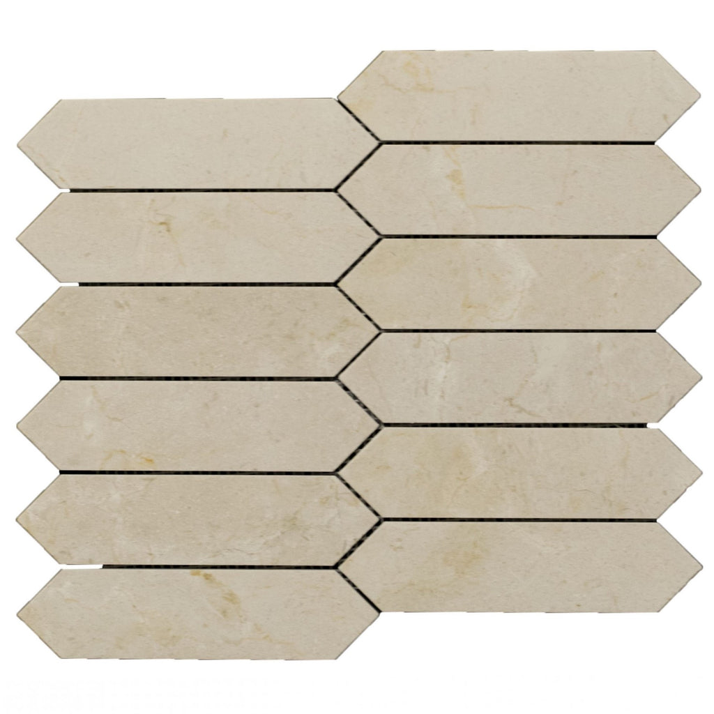 Picket Tile in Crema Marfil Marble Mosaic Tile | TileBuys