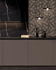 5 Sq Ft of Dark Emperador Marble Mosaic Tile - 2" Squares - Polished | TileBuys