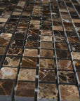 5 Sq Ft of Dark Emperador Marble Mosaic Tile - 5/8" Small Squares - Polished | TileBuys