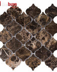 4.4 Sq Ft of Dark Emperador Marble Mosaic Tile in 3" Arabesque Lanterns | TileBuys