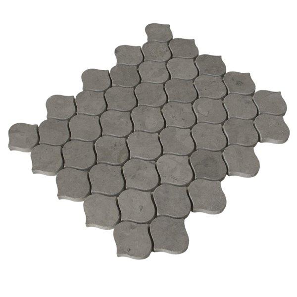 Dark Taupe Honed Marble Droplet Pattern Mosaic Tile | TileBuys