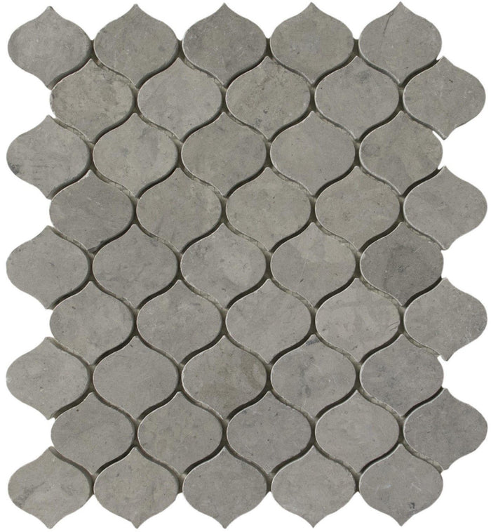 Dark Taupe Honed Marble Droplet Pattern Mosaic Tile in Riverbed | TileBuys