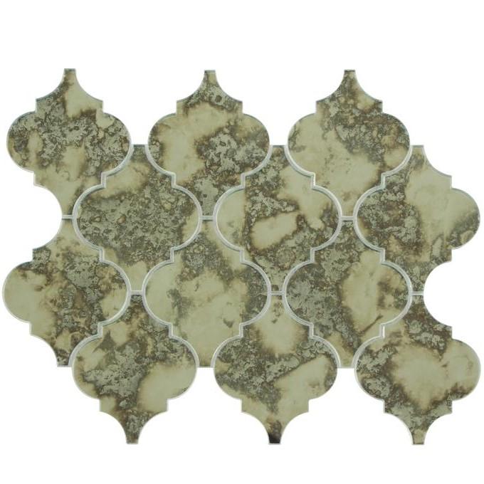 Distressed Antique Mirror Glass Mosaic Tile in Arabesque Lanterns | TileBuys