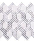Dolomite and Carrara White Marble Waterjet Mosaic Tile in Chain Link | TileBuys