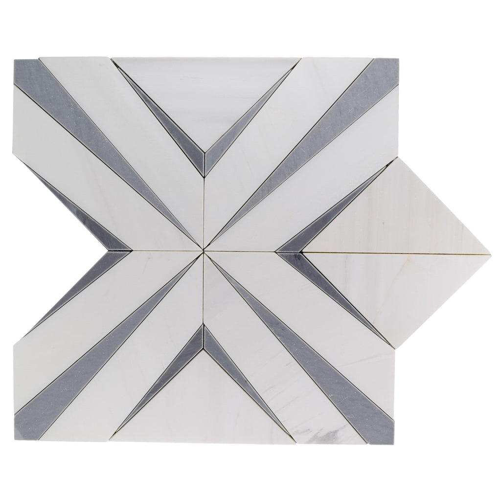 Dolomite and Persian Gray Marble Waterjet Mosaic Tile