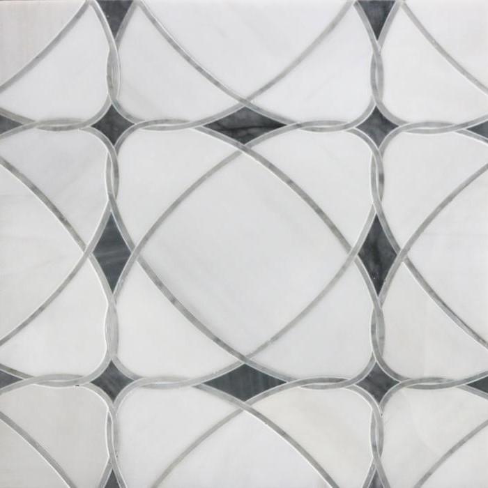 Dolomite White and Palissandro Blue Marble Waterjet Mosaic Tile in Saturn | TileBuys