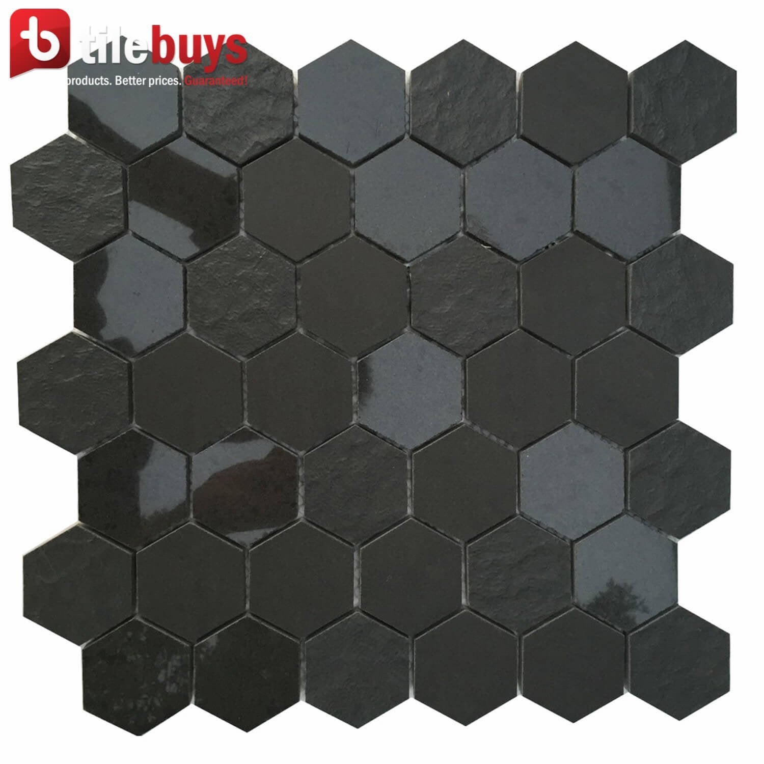 Home › Multi Finish Porcelain Dark Charcoal Grey 2" Hexagon Tile