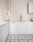 Gray & Blue Victorian Patterned Porcelain Tile in Floral Hearts | TileBuys