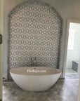 White Thassos and Bianco Carrara Marble Waterjet Mosaic Tile in Ballet Ribbon | TileBuys