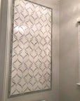 White Thassos and Bianco Carrara Marble Waterjet Mosaic Tile in Ballet Ribbon | TileBuys