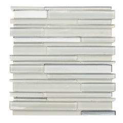 5.2 Sq Ft of Light Gray Artisan Glass Simple Strip Mosaic Tile in Denver | TileBuys