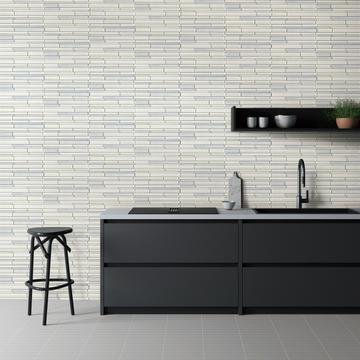 5.2 Sq Ft of Light Gray Artisan Glass Simple Strip Mosaic Tile in Denver | TileBuys