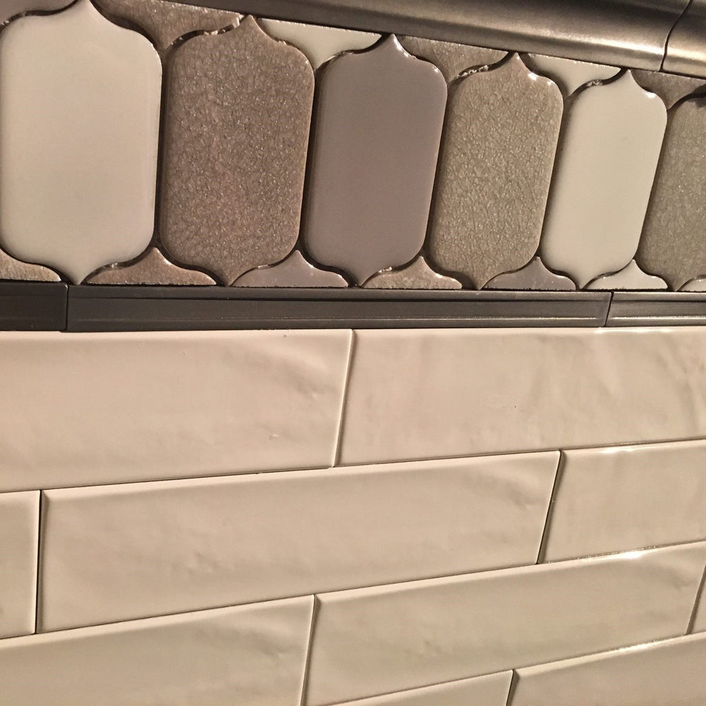 Glossy Ceramic 3"x12" Subway Tile in Textured White or Light Beige | TileBuys