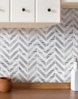 Marmara Gray & White Marble Mosaic Tile - Chevron - Polished | TileBuys