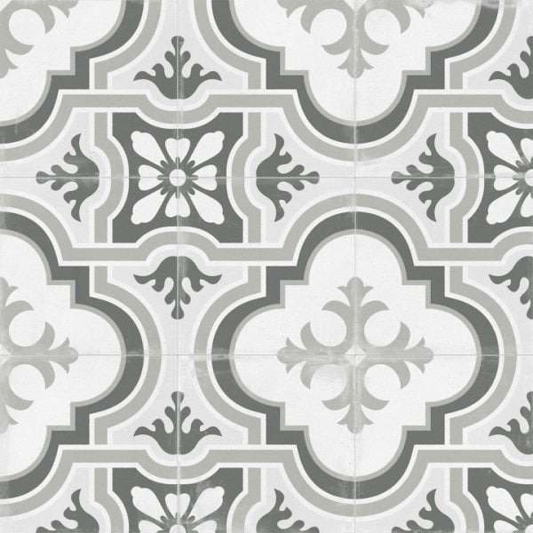 Matte Gray Victorian Patterned Porcelain Tile | TileBuys